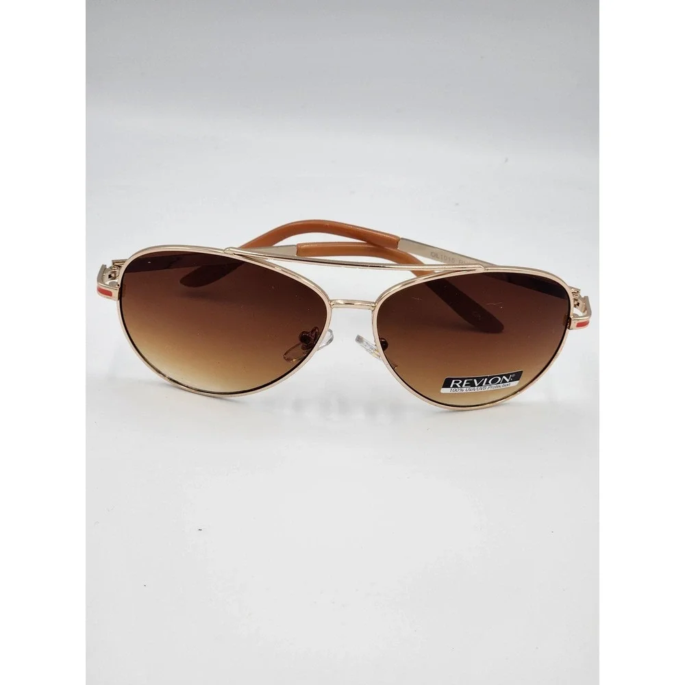 Revlon Aviator‎ Sunglasses Gold Brown Gradient Lens UV Women Beach Pool